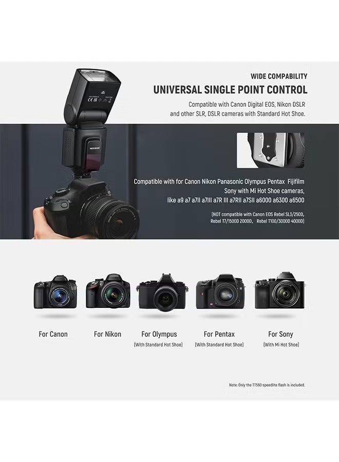 Neewer TT560 Flash Speedlite for Canon Sony Nikon Panasonic Olympus Pentax and Other DSLR Cameras, Digital Camera Speedlight with Standard Hot Shoe - Image 2